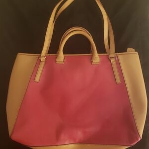 ANTONIO MELANI Pink and Tan Tote Bag